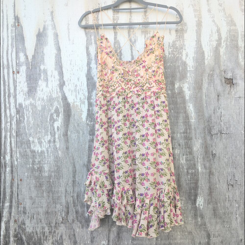 Free People Lace Strappy Coquette Fairy Dress Wome's Large